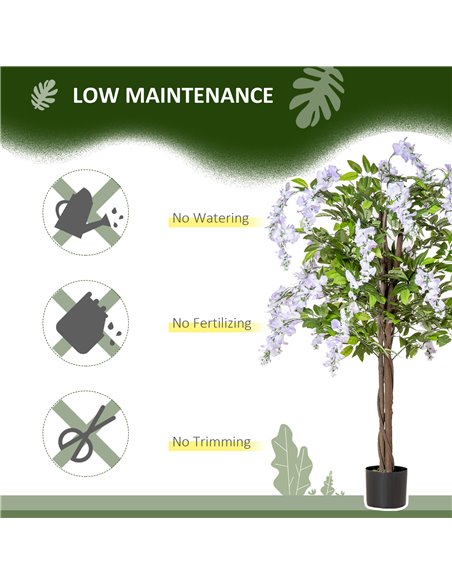 HOMCOM Twin Pack Artificial Wisteria Plants in Pots, 100cm Tall Fake Floral Decor for Indoors & Outdoors 830-P093 - pic 97585 | FastDaddyshop