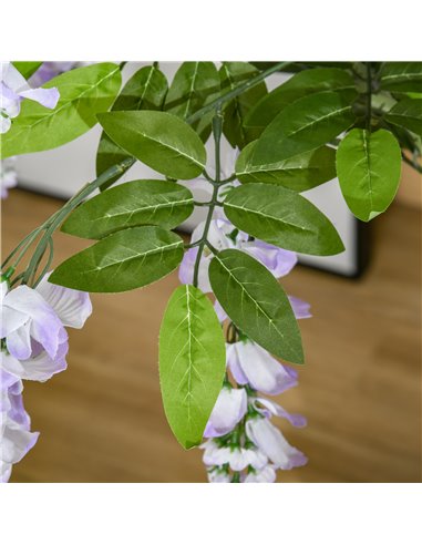 HOMCOM Twin Pack Artificial Wisteria Plants in Pots, 100cm Tall Fake Floral Decor for Indoors & Outdoors 830-P093
