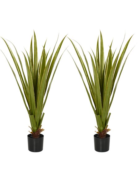 HOMCOM Artificial Agave Plants: Faux Succulent Set of 2 in Pots for Indoor/Outdoor Décor, Verdant Green 830-P092 - pic 97589 | FastDaddyshop