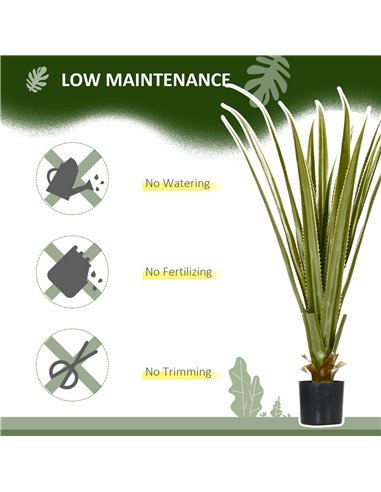 HOMCOM Artificial Agave Plants: Faux Succulent Set of 2 in Pots for Indoor/Outdoor Décor, Verdant Green 830-P092