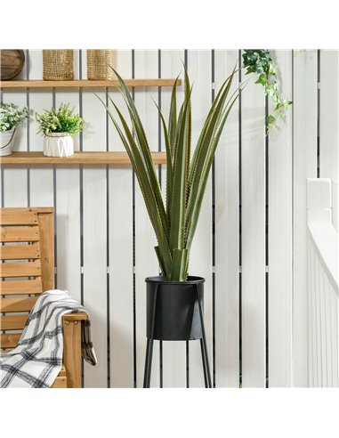 HOMCOM Artificial Agave Plants: Faux Succulent Set of 2 in Pots for Indoor/Outdoor Décor, Verdant Green 830-P092