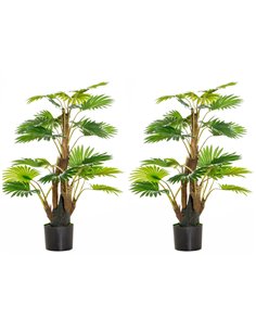 HOMCOM 2 Pack Artificial Plant Palm Tree in Pot, Fake Plants for Home Indoor Outdoor Decor, 135cm, Green 830-P094