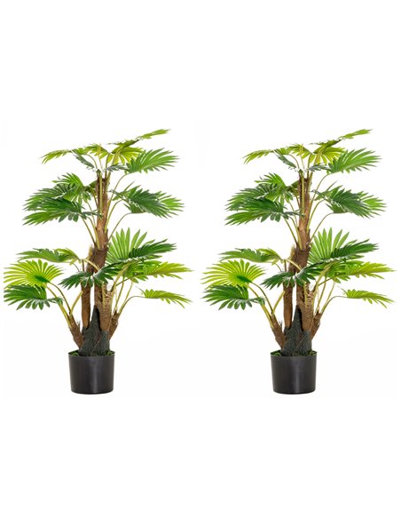 HOMCOM 2 Pack Artificial Plant Palm Tree in Pot, Fake Plants for Home Indoor Outdoor Decor, 135cm, Green 830-P094 - pic 97598 | FastDaddyshop