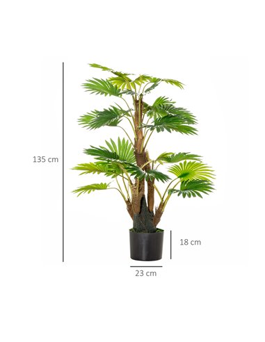 HOMCOM 2 Pack Artificial Plant Palm Tree in Pot, Fake Plants for Home Indoor Outdoor Decor, 135cm, Green 830-P094