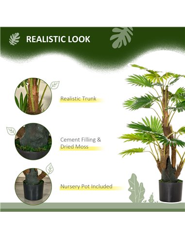 HOMCOM 2 Pack Artificial Plant Palm Tree in Pot, Fake Plants for Home Indoor Outdoor Decor, 135cm, Green 830-P094