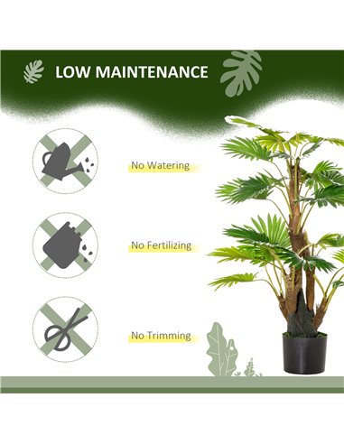 HOMCOM 2 Pack Artificial Plant Palm Tree in Pot, Fake Plants for Home Indoor Outdoor Decor, 135cm, Green 830-P094