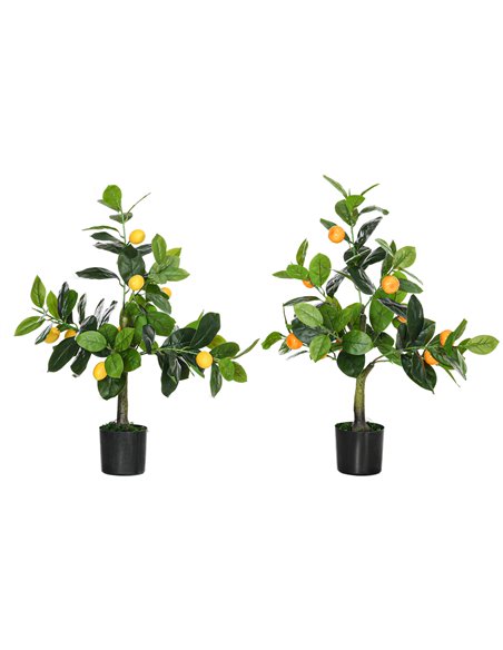 HOMCOM Artificial Trees: Lifelike Lemon & Orange Plants in Pots for Indoor/Outdoor Decor, 60cm, Green 830-803V00GN - pic 97607 | FastDaddyshop