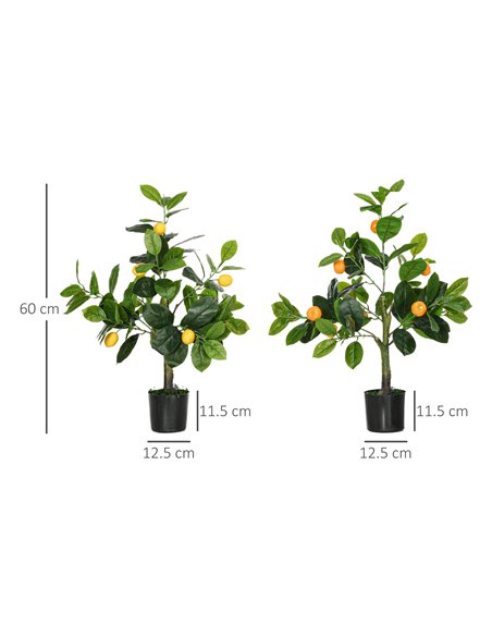 HOMCOM Artificial Trees: Lifelike Lemon & Orange Plants in Pots for Indoor/Outdoor Decor, 60cm, Green 830-803V00GN - pic 97609 | FastDaddyshop