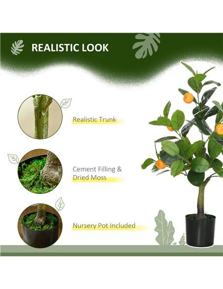 HOMCOM Artificial Trees: Lifelike Lemon & Orange Plants in Pots for Indoor/Outdoor Decor, 60cm, Green 830-803V00GN - pic 97610 | FastDaddyshop
