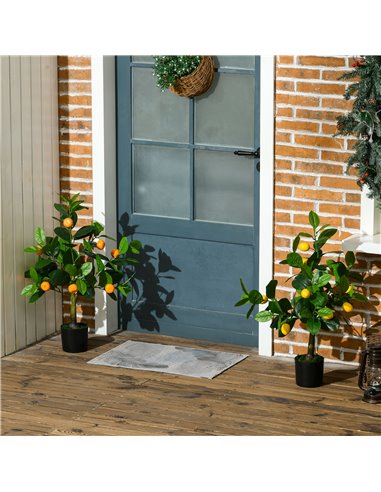 HOMCOM Artificial Trees: Lifelike Lemon & Orange Plants in Pots for Indoor/Outdoor Decor, 60cm, Green 830-803V00GN