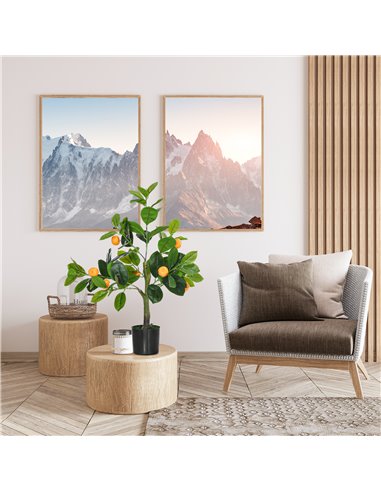 HOMCOM Artificial Trees: Lifelike Lemon & Orange Plants in Pots for Indoor/Outdoor Decor, 60cm, Green 830-803V00GN