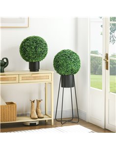 HOMCOM Set of 2 Artificial Topiary Balls, 40cm Faux Boxwood Balls, Hanging Decoration for Home, Indoor, Outdoor, Green 830-790V0 2