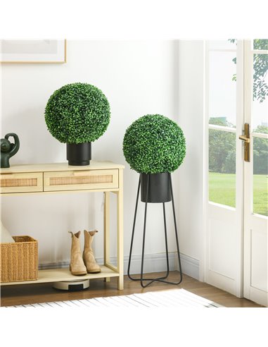 HOMCOM Set of 2 Artificial Topiary Balls, 40cm Faux Boxwood Balls, Hanging Decoration for Home, Indoor, Outdoor, Green 830-790V0