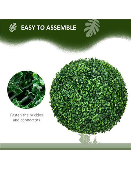 HOMCOM Set of 2 Artificial Topiary Balls, 40cm Faux Boxwood Balls, Hanging Decoration for Home, Indoor, Outdoor, Green 830-790V0 - pic 97620 | FastDaddyshop