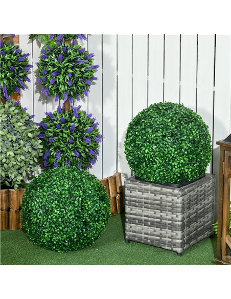 HOMCOM Set of 2 Artificial Topiary Balls, 40cm Faux Boxwood Balls, Hanging Decoration for Home, Indoor, Outdoor, Green 830-790V0 - pic 97624 | FastDaddyshop
