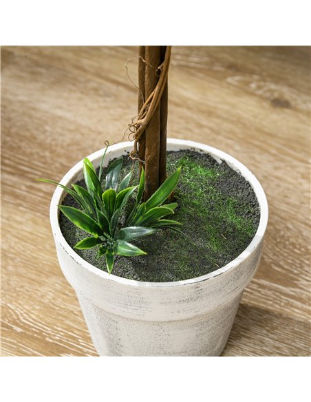 HOMCOM Set of 2 Decorative Artificial Plants Ball Trees with Flower for Home Indoor Outdoor Decor, 60cm ,White 830-704V00WT - pic 97651 | FastDaddyshop