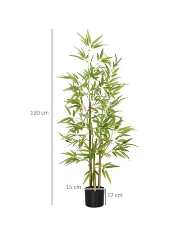 HOMCOM Artificial Plant Bamboo Artificial Tree Height 120 cm with Pot for Home Indoor Decor 830-798V00GN