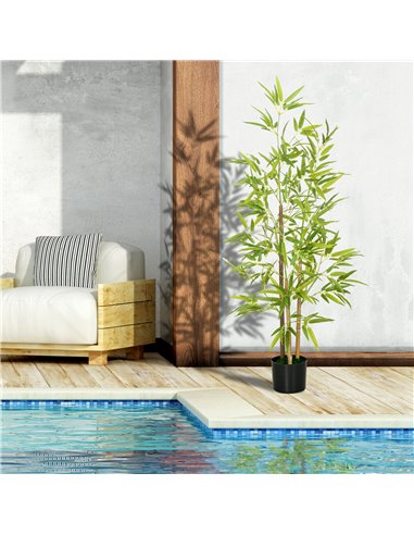 HOMCOM Artificial Plant Bamboo Artificial Tree Height 120 cm with Pot for Home Indoor Decor 830-798V00GN