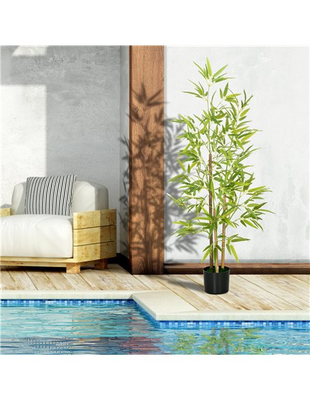 HOMCOM Artificial Plant Bamboo Artificial Tree Height 120 cm with Pot for Home Indoor Decor 830-798V00GN - pic 97655 | FastDaddyshop