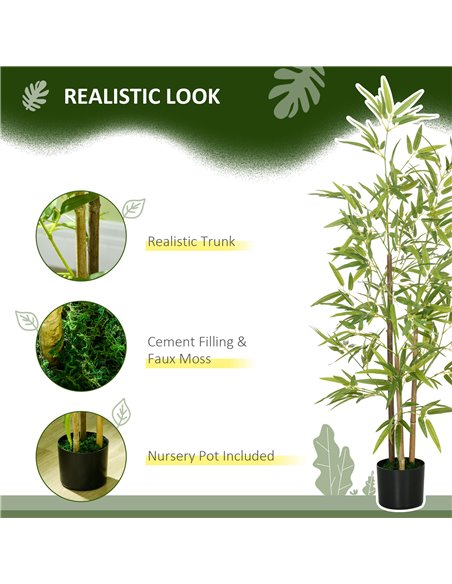 HOMCOM Artificial Plant Bamboo Artificial Tree Height 120 cm with Pot for Home Indoor Decor 830-798V00GN - pic 97656 | FastDaddyshop