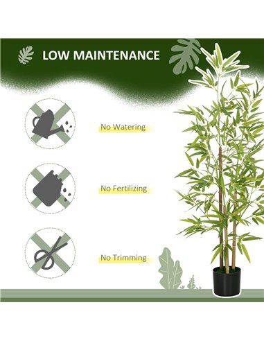 HOMCOM Artificial Plant Bamboo Artificial Tree Height 120 cm with Pot for Home Indoor Decor 830-798V00GN