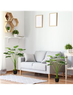 HOMCOM 2 Pack Decorative Artificial Monstera Plants in Pot Fake Plants for Home Indoor Outdoor Decor, 85cm, Green 844-P060 2
