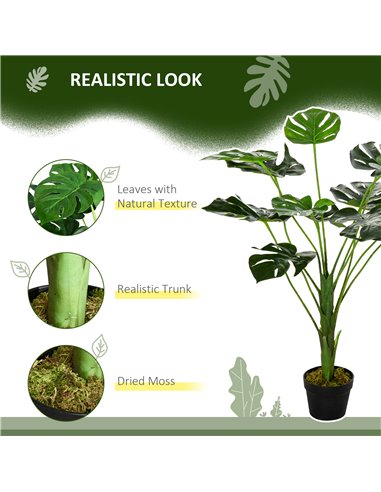 HOMCOM 2 Pack Decorative Artificial Monstera Plants in Pot Fake Plants for Home Indoor Outdoor Decor, 85cm, Green 844-P060