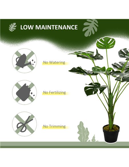 HOMCOM 2 Pack Decorative Artificial Monstera Plants in Pot Fake Plants for Home Indoor Outdoor Decor, 85cm, Green 844-P060 - pic 97665 | FastDaddyshop