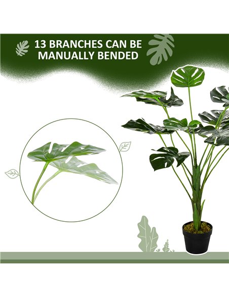 HOMCOM 2 Pack Decorative Artificial Monstera Plants in Pot Fake Plants for Home Indoor Outdoor Decor, 85cm, Green 844-P060 - pic 97666 | FastDaddyshop