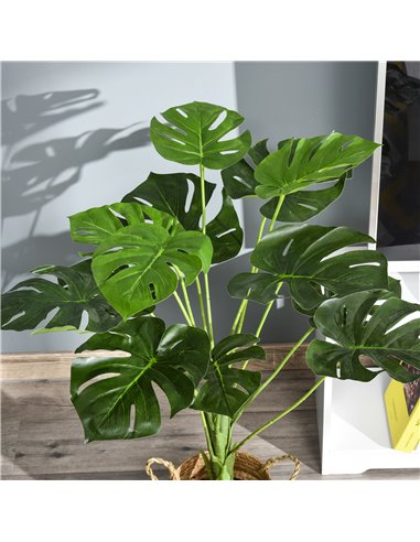 HOMCOM 2 Pack Decorative Artificial Monstera Plants in Pot Fake Plants for Home Indoor Outdoor Decor, 85cm, Green 844-P060