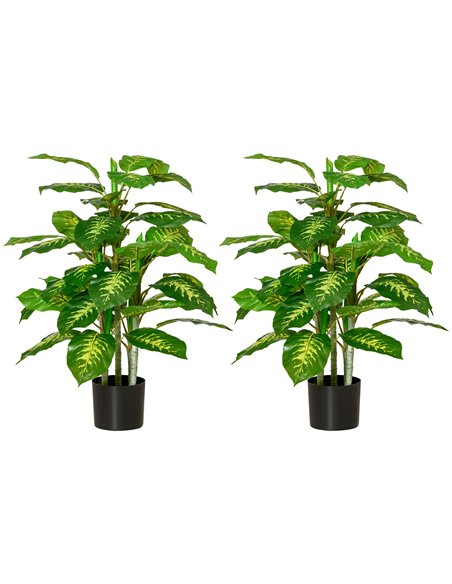 HOMCOM 2 PCs Artificial Evergreen Tree Fake Decorative Plant in Nursery Pot for Indoor Outdoor Décor, Green 830-P102 - pic 97670 | FastDaddyshop