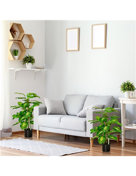HOMCOM 2 PCs Artificial Evergreen Tree Fake Decorative Plant in Nursery Pot for Indoor Outdoor Décor, Green 830-P102 - pic 97671 | FastDaddyshop
