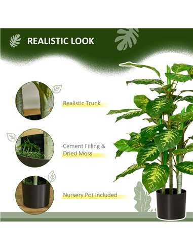 HOMCOM 2 PCs Artificial Evergreen Tree Fake Decorative Plant in Nursery Pot for Indoor Outdoor Décor, Green 830-P102