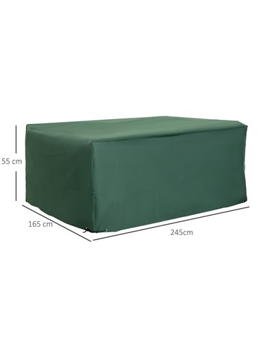 Outsunny Garden Furniture Cover, 600D Oxford Patio Set Protection, Waterproof Anti-UV, 245 x 165 x 55cm, Green 02-0179