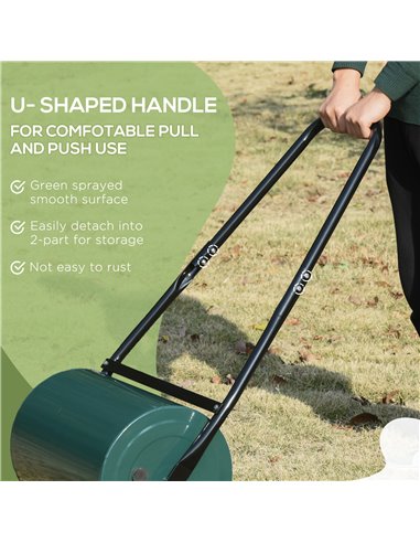 Outsunny Heavy Duty Garden Lawn Roller, Water or Sand Filled Steel Drum, 30 L, Green 845-021