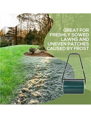 Outsunny Heavy Duty Garden Lawn Roller, Water or Sand Filled Steel Drum, Green 845-021