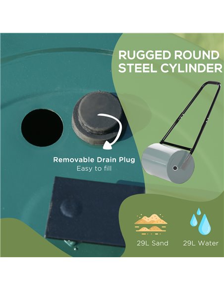 Outsunny Heavy Duty Garden Lawn Roller, Water or Sand Filled Steel Drum, Green 845-021 - pic 97712 | FastDaddyshop