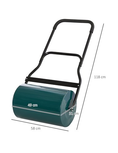 Outsunny 40L Lawn Roller Drum Scraper Bar Collapsible Handle Water or Sand Filled Φ32cm Green 845-060