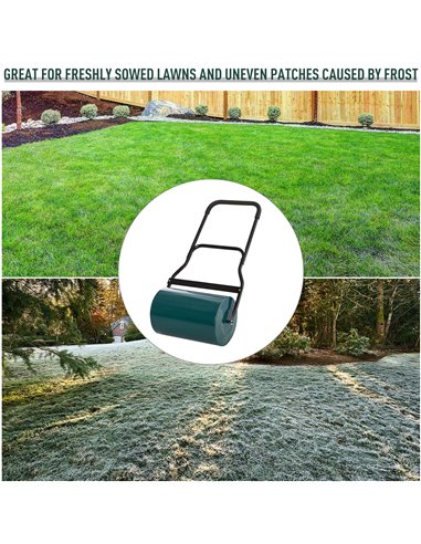 Outsunny 40L Lawn Roller Drum Scraper Bar Collapsible Handle Water or Sand Filled Φ32cm Green 845-060