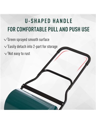 Outsunny 40L Lawn Roller Drum Scraper Bar Collapsible Handle Water or Sand Filled Φ32cm Green 845-060