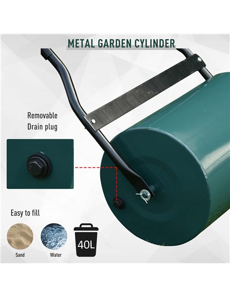 Outsunny 40L Lawn Roller Drum Scraper Bar Collapsible Handle Water or Sand Filled Φ32cm Green 845-060 - pic 97729 | FastDaddyshop