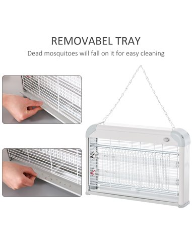 Outsunny Electric Fly Mosquito Killer, 20W Free Standing or Wall Hanging, Electric Fly Zapper, Bug & Insect Killer 849-010