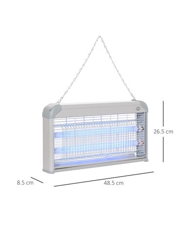Outsunny Electric Insect Killer, 30W Free Standing Wall Hanging Fly Zapper, Mosquito Trap w/ 60m2 Coverage for Indoor Outdoor Us
