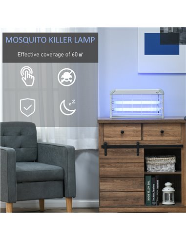 Outsunny Electric Insect Killer, 30W Free Standing Wall Hanging Fly Zapper, Mosquito Trap w/ 60m2 Coverage for Indoor Outdoor Us