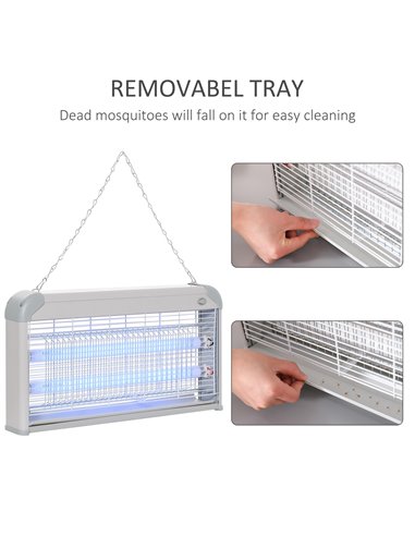 Outsunny Electric Insect Killer, 30W Free Standing Wall Hanging Fly Zapper, Mosquito Trap w/ 60m2 Coverage for Indoor Outdoor Us