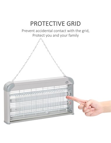 Outsunny Electric Insect Killer, 30W Free Standing Wall Hanging Fly Zapper, Mosquito Trap w/ 60m2 Coverage for Indoor Outdoor Us
