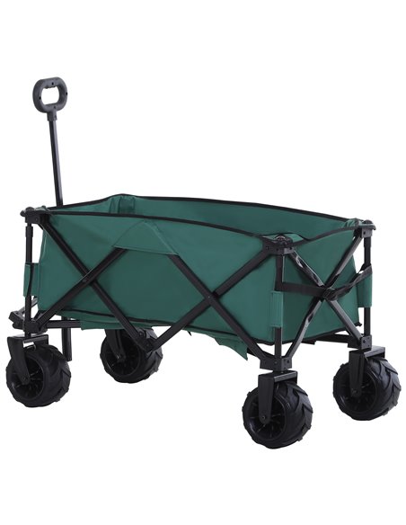 Outsunny Folding Cargo Wagon Trailer, Outdoor Pull Along Cart for Beach Garden with Telescopic Handle, Anti-Slip Wheel, Green 84 - pic 97832 | FastDaddyshop