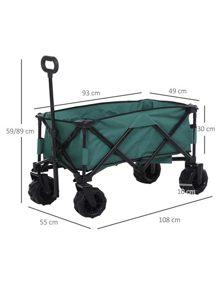 Outsunny Folding Cargo Wagon Trailer, Outdoor Pull Along Cart for Beach Garden with Telescopic Handle, Anti-Slip Wheel, Green 84 - pic 97834 | FastDaddyshop
