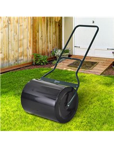 Outsunny φ50cm Steel Garden Lawn Roller Push Pull w/ Fillable Cylinder Water Sand Plug Lawn Flatten Seed Sow Rolling Drum w/ Han 2