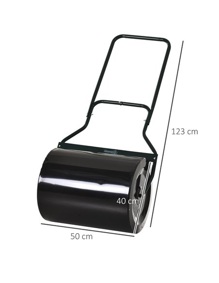 Outsunny φ50cm Steel Garden Lawn Roller Push Pull w/ Fillable Cylinder Water Sand Plug Lawn Flatten Seed Sow Rolling Drum w/ Han - pic 97852 | FastDaddyshop
